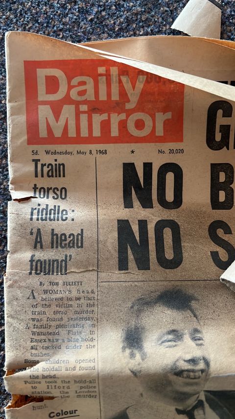Old newspaper found on the build matching the date of the visit