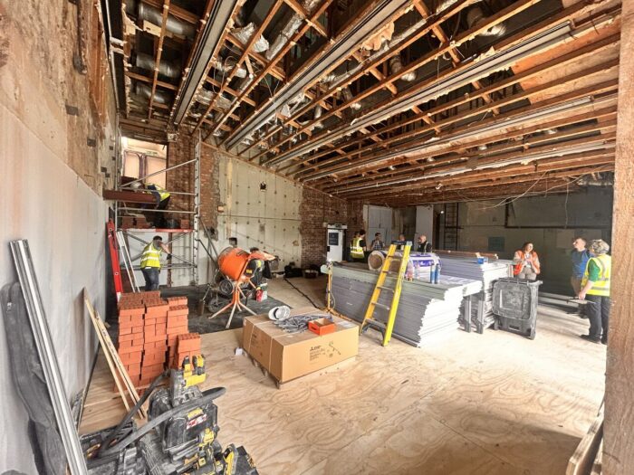 Build progress from back right of room